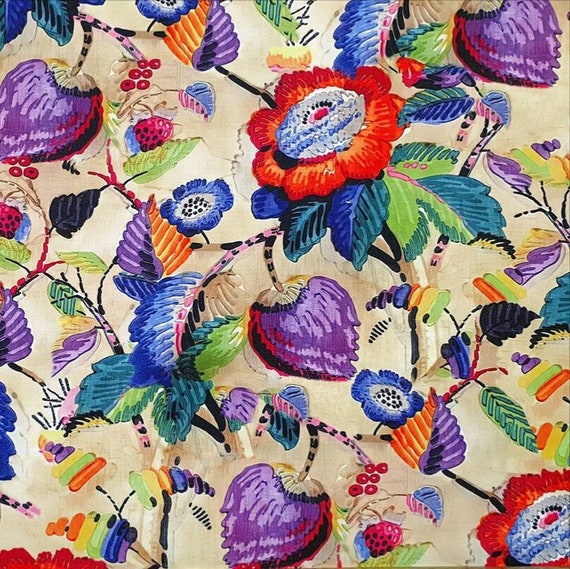 Boho fabric by the yard ''Oriental flowers