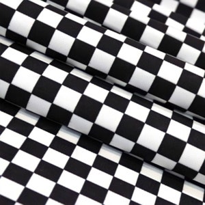 Black White Checkered Fabric, Upholstery Fabric by the Yard, Racing