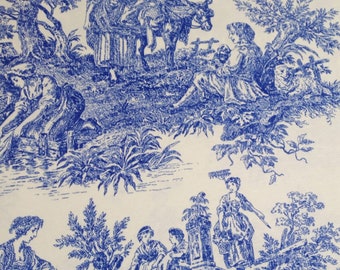 Toile de Jouy Fabric, Cotton Canvas Upholstery Fabric By The Yard, French Farmhouse Fabric for Drapery Chair Curtain Pillow, Retro Fabric