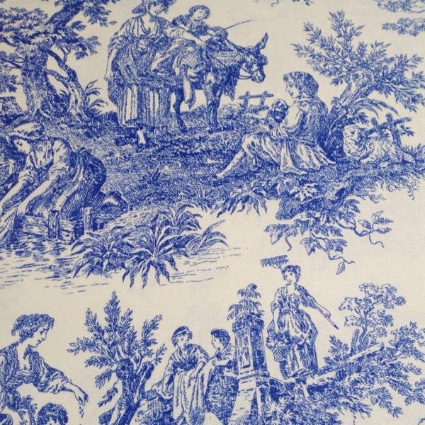 Toile de Jouy Fabric, Cotton Canvas Upholstery Fabric By The Yard, French Farmhouse Fabric for Drapery Chair Curtain Pillow, Retro Fabric