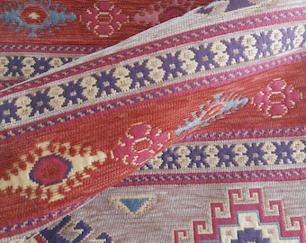 Geometric Aztec Chenille Upholstery Fabric, Southwest Style by Yard