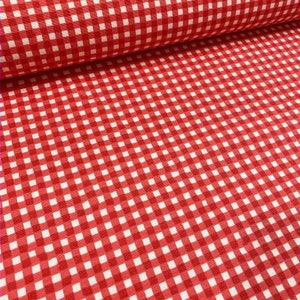 Red White 1/5 inch Gingham Check Fabric by The Yard, Small Scale Checkered Canvas Upholstery Fabric, Gingham Plaid Cottage Farmhouse Fabric