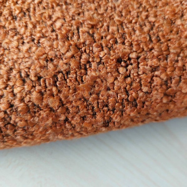 Orange Boucle Upholstery Fabric by The Yard, Heavy Luxury Furnishing Fabric for Couch Pillow Chair Headboard, Textured Woven Boucle Fabric