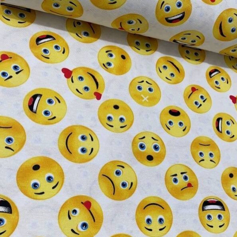 Emoji Smiley Faces Emoticon Fabric Upholstery Fabric by The | Etsy