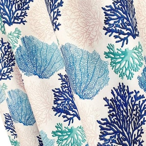Coral Reef Fabric by The Yard, Blue and Mint Marine Fabric, Nautical Upholstery Fabric, Ocean Coastal Fabric for Chair Curtain Cushion Bag