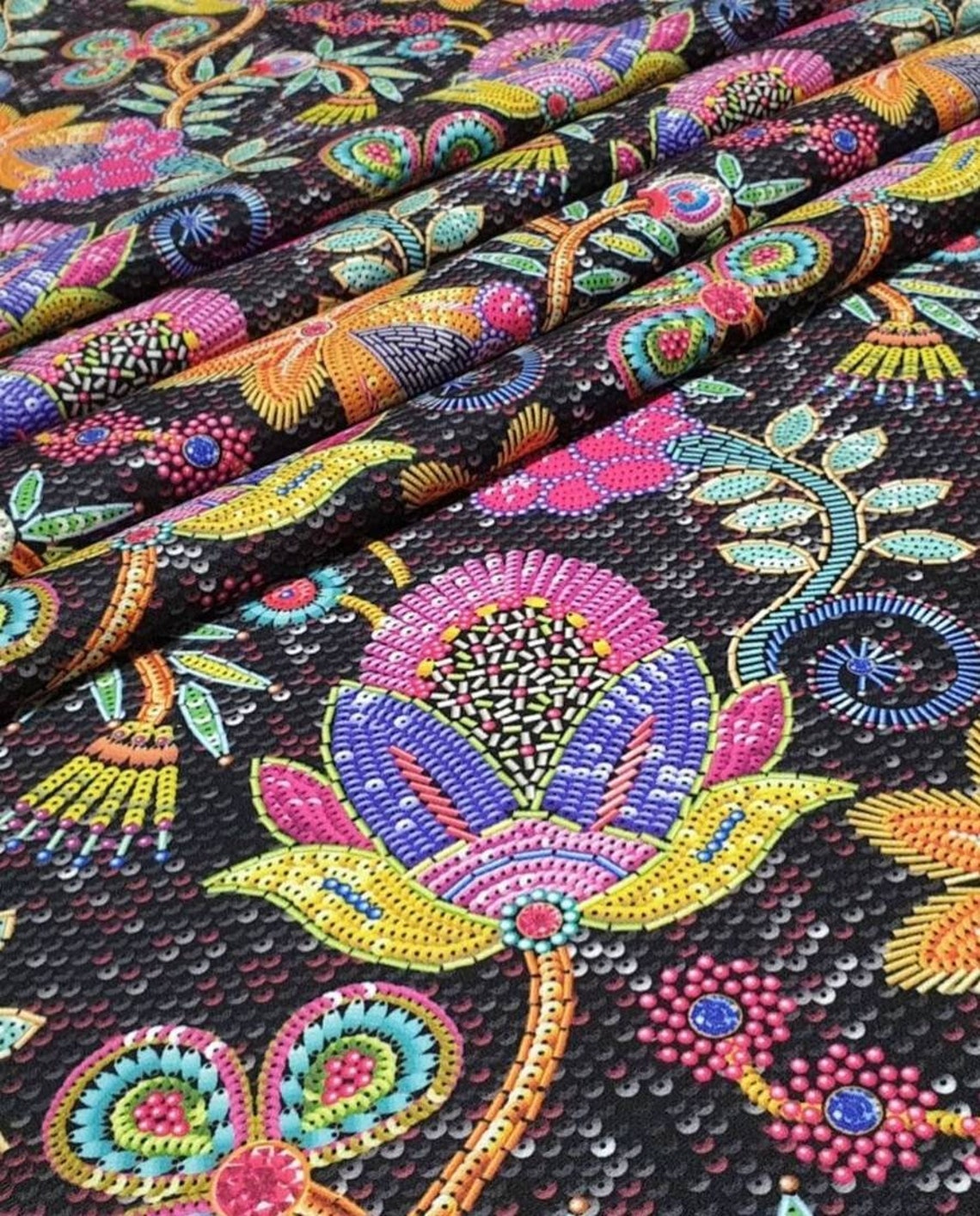 Boho Upholstery Fabric by the Yard Suzani Sequin Embroidered Etsy