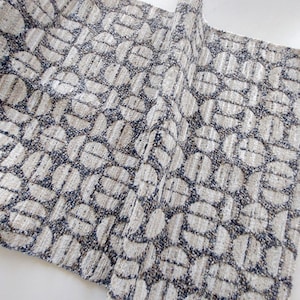 Midcentury Modern Boucle Upholstery Fabric by The Yard, Geometric Heavy Duty Gray and Ecru Home Decor Fabric for Chair Couch Ottoman Pillow