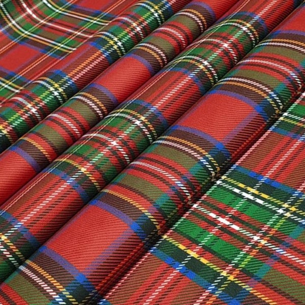 Tartan Plaid Fabric by Yard, Red Christmas Fabric, Upholstery Fabric, Red Green Checkered Fabric for Chair Curtain Tablecloth Pillow DIY