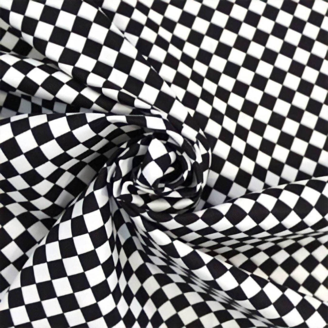 Black White Checkered Fabric, Upholstery Fabric by the Yard, Racing