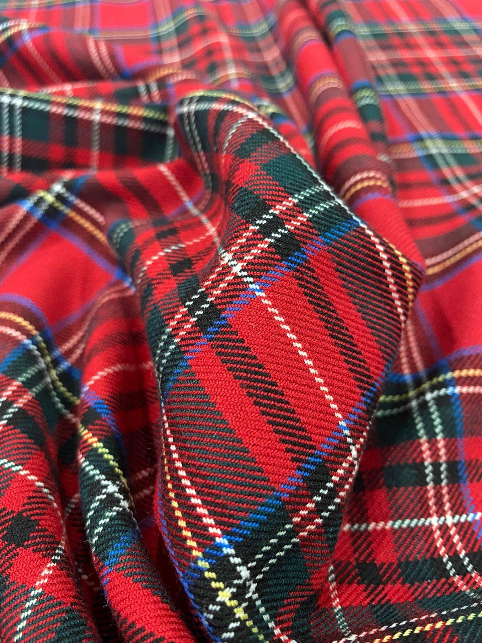 Red Original Scottish Tartan Fabric, Tartan Fabric by the Yard, COTTON  Fabric, blue Plaid Fabric, Plaid Fabric, classic tartan fabric -   Portugal