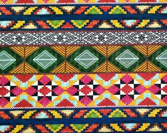 Kilim Southwestern Upholstery Fabric, Tribal Geometric Rug Pattern, Microfiber by Yard