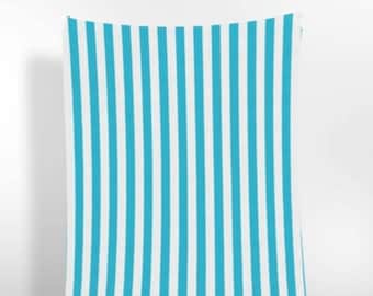 Turquoise Blue and White Stripes Upholstery Fabric, 55" Wide, By The Yard