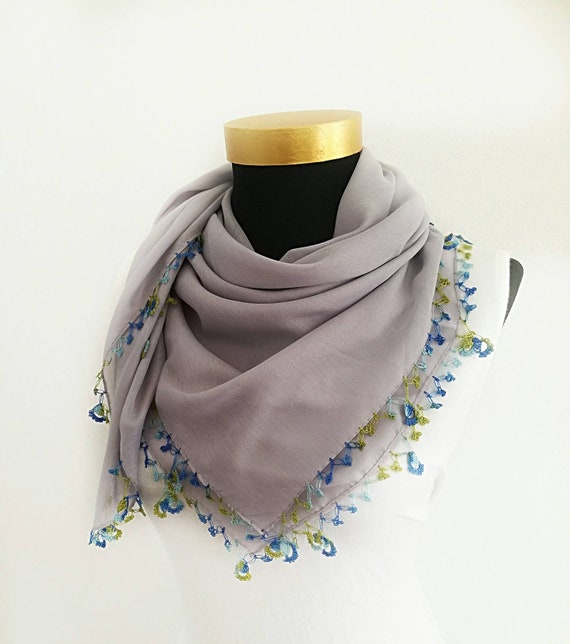 Turkish Style Casual Black Green Cotton Blend Scarf 37x37 inch