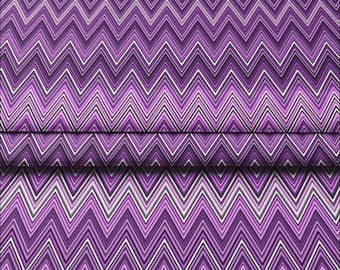 Purple Tones Chevron Fabric, Zigzag Print Geometric Upholstery Material