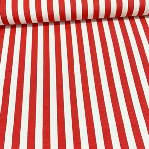 Red and White Striped Fabric, Upholstery Fabric by The Yard, Cotton Canvas Fabric for Chair Pillow Bag, 0.78&quot; Wide Stripes