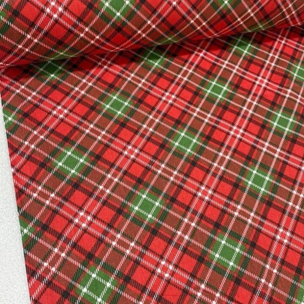 Christmas Plaid Fabric by The Yard, Red Green 100% Cotton Fabric, Extra Wide 94" Diagonal Plaid Fabric for Sewing Quilting