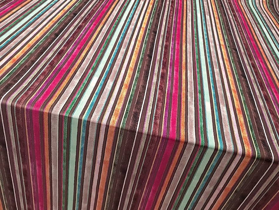 Striped Upholstery Fabric Velvet Look Fabric by Yard Boho Etsy