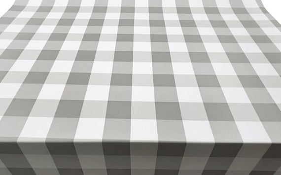Gray and White Check Upholstery Fabric by the Yard, Geometric