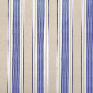 Striped Upholstery Fabric By The Yard, Marine Stripe Fabric, Blue and Beige Stripes Fabric for Indoors Outdoors, Linen Look Modern Fabric