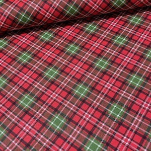 Diagonal Plaid Fabric, Christmas Upholstery Fabric by The Yard, Cotton Canvas Tartan Plaid Fabric for Curtain Pillow Tablecloth Bag