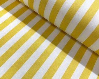 Yellow and White Striped Water Repellent Upholstery Fabric By The Yard