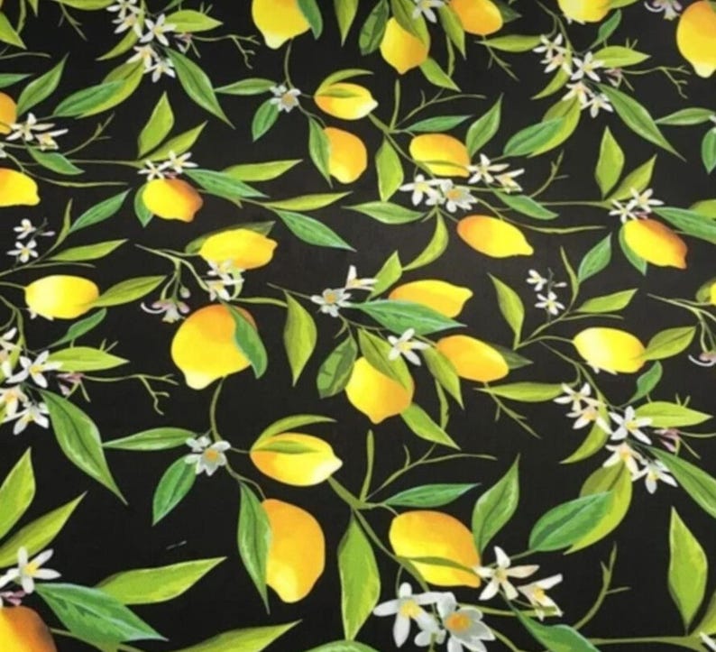 Zitrone Polsterstoff Meterware, Zitrusfrüchte Print Küchenmaterial für Tischdecke Kissenbezug Bild 1