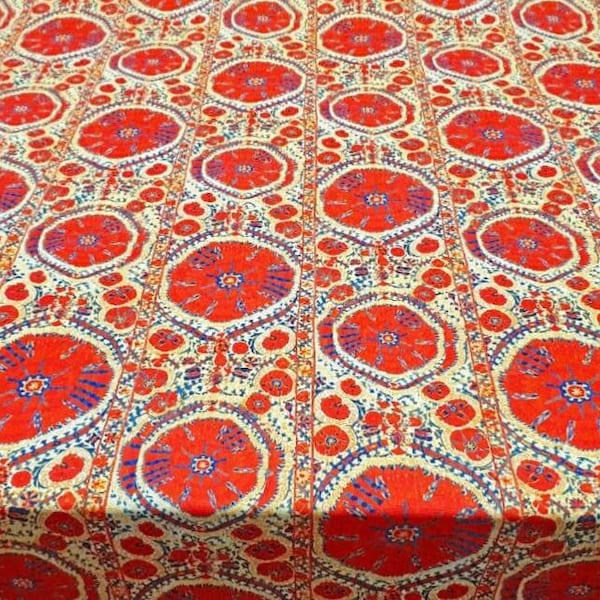 Suzani Pattern Print Boho Fabric, Upholstery Fabric by The Yard, Ethnic Bohemian Fabric