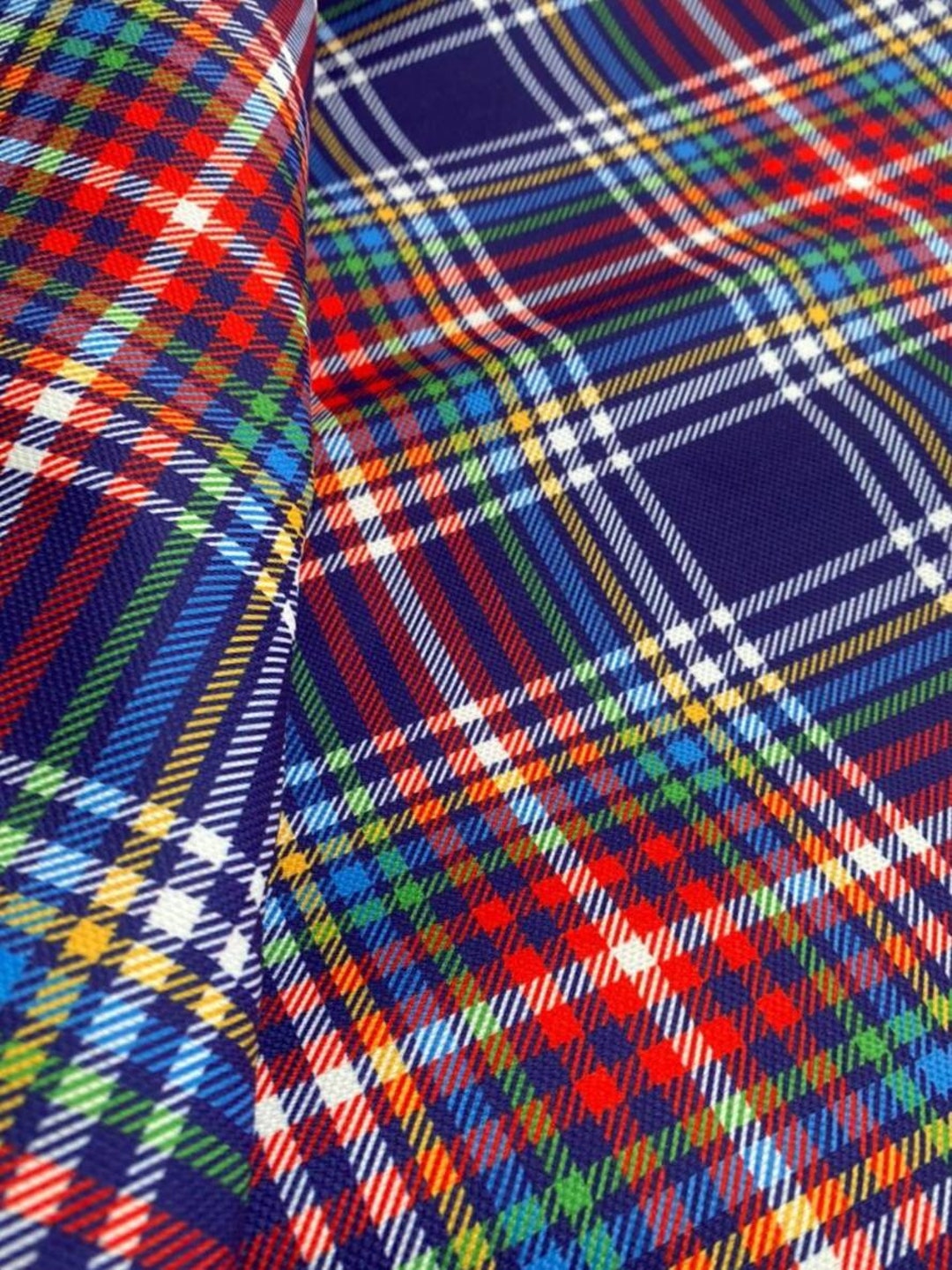 Tartan Plaid Upholstery Fabric by the Yard, Digital Printed Fabric for