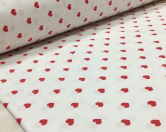 Red Hearts Cotton Poplin Fabric, Extra Wide 94", Valentine's Day Sewing