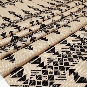 Aztec Tribal Print Fabric By Yard, Vintage Look Rustic Southwest Navajo Boho Fabric for Upholstery Drapery, Burlap Look Nomadic Fabric