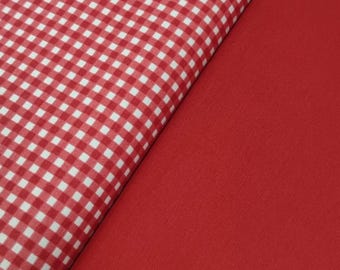 Tecido para estofamento xadrez vermelho búfalo, lona de algodão xadrez repelente à água, 178 cm de largura
