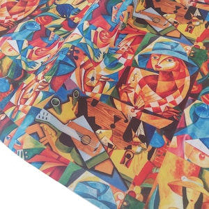 Colorful Modern Abstract Art Print Multi Purpose Upholstery Fabric by The Yard for Pillow Chair Tablecloth Bag DIY