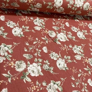 6 Color Shabby Chic Roses Fabric By The Yard, 100% Cotton 94&quot; Wide Floral Farmhouse Fabric