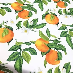 Tela de tapicería de naranjas, tela de frutas cortada a medida, tela de cocina de cítricos para cortinas, manteles y almohadas