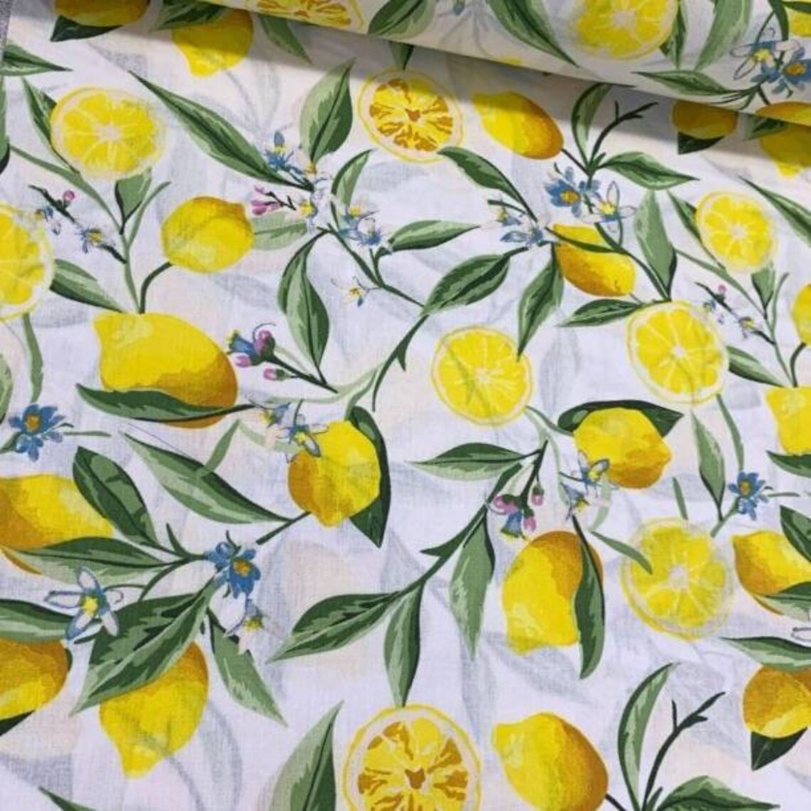 Lemon Fabric 100 Cotton Fabric by the Yard Citrus Fruit Etsy
