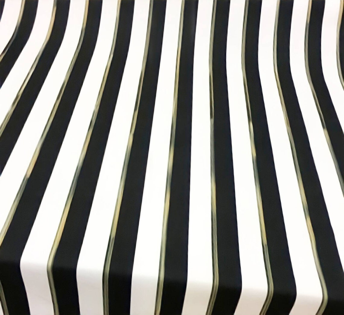 Black White Gold Striped Fabric by the Yard Upholstery Fabric Etsy
