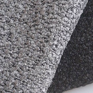 Gray Boucle Upholstery Fabric by The Yard, Heavy Luxury Fabric for Couch Chair Ottoman Cushion Rug, Textured Woven Home Decor Fabric