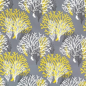 Coral Reef Fabric by Yard, Nautical Upholstery Fabric, Coastal Fabric for Chair Curtain Pillow, Digital Printed Underwater Marine Fabric