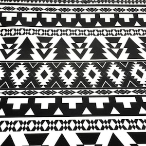 Black and White Geometric Print Tribal Boho Upholstery Fabric By Yard, Aztec Fabric for Home Decor Pillow Chair Curtain Tablecloth Cushion