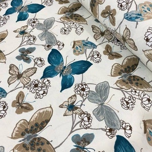 Butterfly Fabric, Upholstery Fabric By The Yard, Cotton Canvas Fabric for Chair Armchair Sofa Curtains, Modern Boho Fabric