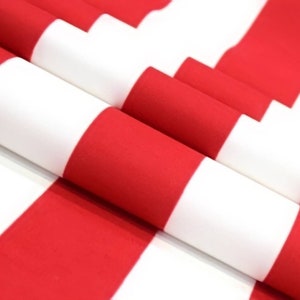 Red and White Wide Striped Upholstery Fabric by Yard, 1.96&quot;/5 cm. Stripes Home Decor Curtain Chair Couch Cushion Tablecloth Pillow Material