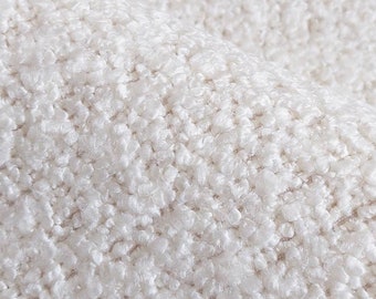 Cream Boucle Upholstery Fabric By The Yard, Heavy Woven Texture