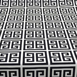 Schwarz-weißer Polsterstoff, griechischer Schlüsselstoff, Geometrischer Stoff für Stuhlvorhang Wohndekor