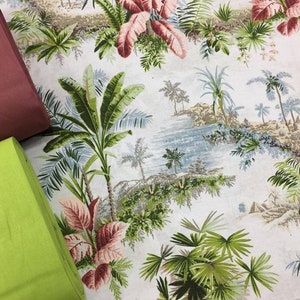 Tropical Botanical Palm Trees Hawaiian Cotton Fabric by The Yard, Extra Wide Poplin Fabric for Quilting Shirting Bedding Sets Apparel