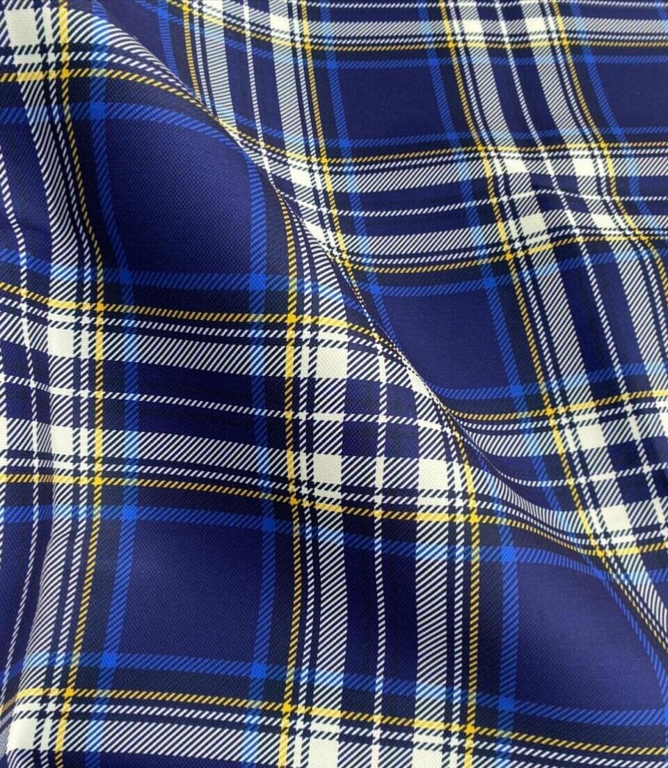 Blue Tartan Fabric by The Yard, Scottish Plaid Upholstery Fabric, Geometric  Check Grid Lattice Stripe Decorative Fabric, Cross Line Indoor Outdoor