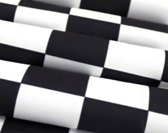 Checkered Fabric, Black and White Squares, Cotton Material