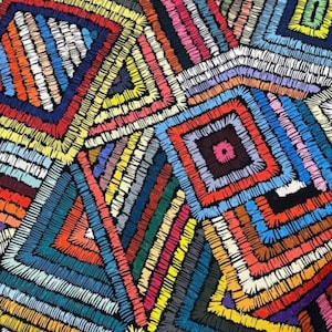 Colorful Boho Upholstery Fabric By Yard, Geometric Print Fabric for Curtain Pillow Tablecloth Slipcover DIY, Retro Fabric