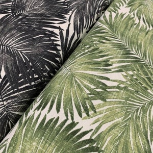 Palm Leaf Upholstery Fabric By The Yard, Tropical Exotic Botanical Fabric, Cotton Canvas Furnishing Fabric for Indoors Outdoors