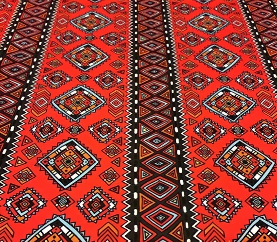 venskab inden for på en ferie Southwestern Navajo Fabric Black Red Aztec Fabric by the - Etsy