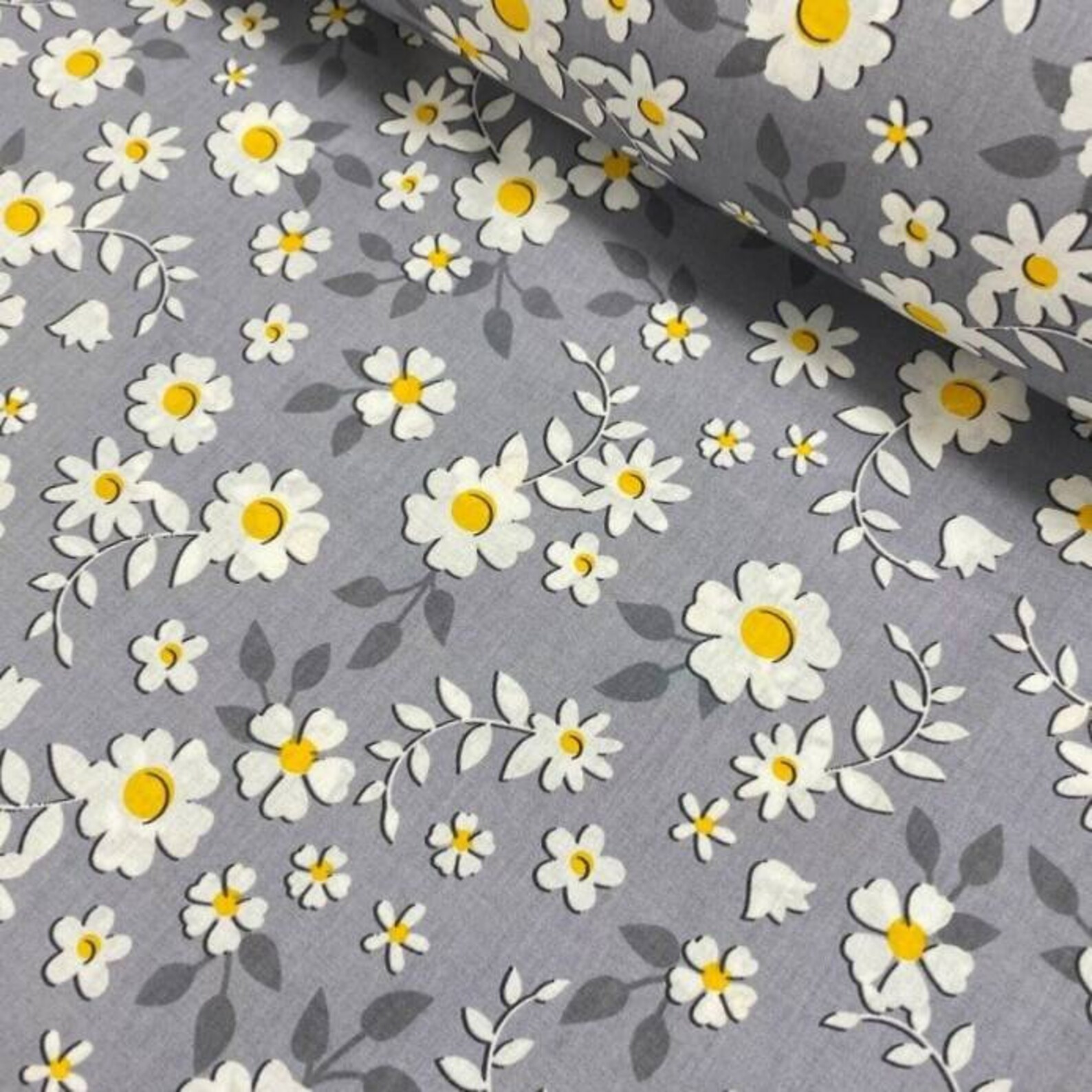 Daisy Fabric Floral Cotton Fabric by the Yard for Clothing Etsy UK